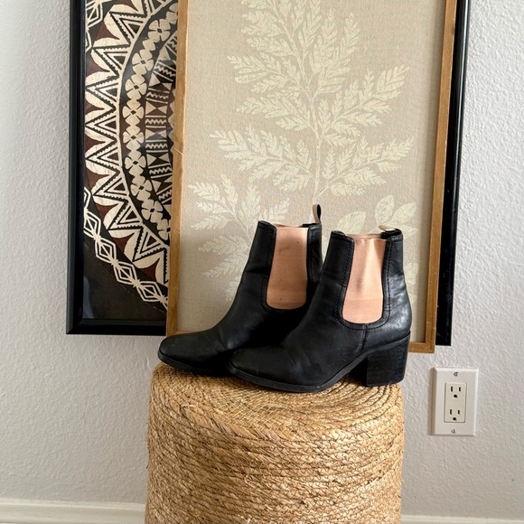 Free People Black Chelsea Ankle Boots with Tan Elastic Panels - Women - Picture 2 of 7